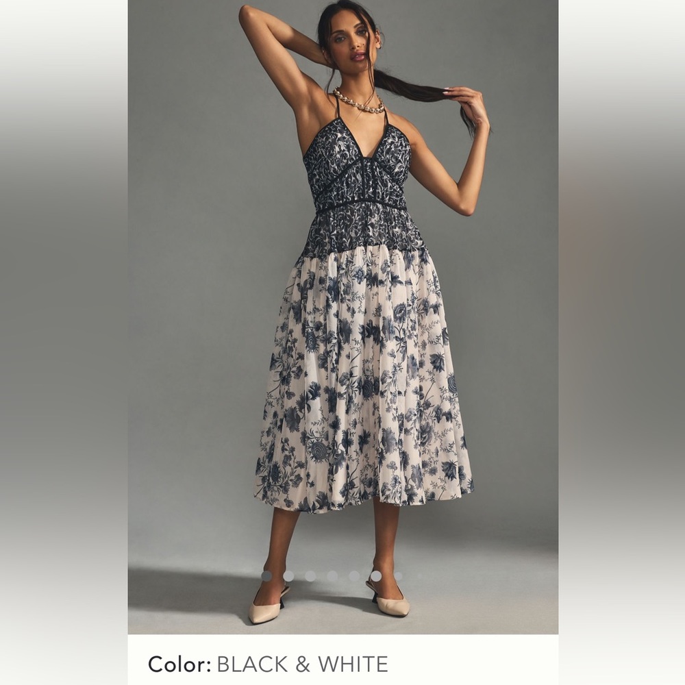 NWT Anthropologie V Neck Halter Dress, Size Large, NWT